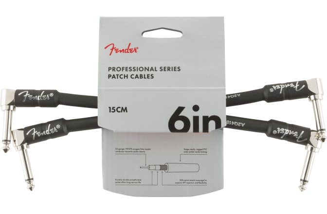 Set Cabluri Instrument Fender Professional Series Instrument Cable 2-Pack Angle/Angle 6" Black