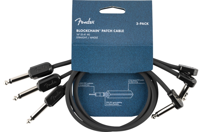 Set cabluri Patch Fender Blockchain 16" Patch Cable 3-pack Straight/Angled