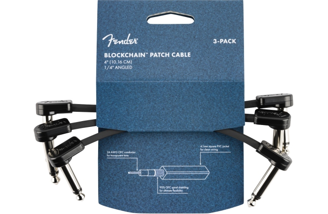 Set cabluri Patch Fender Blockchain 4" Patch Cable 3-Pack Angle/Angle
