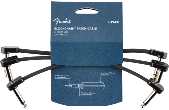 Set cabluri Patch Fender Blockchain 6" Patch Cable 3-pack Angle/Angle
