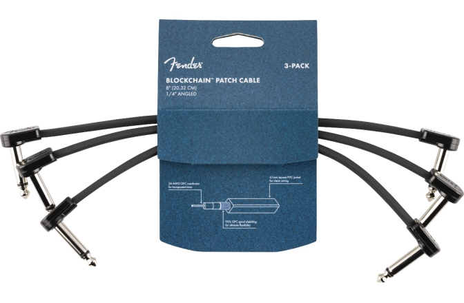 Set cabluri Patch Fender Blockchain 8" Cable 3-pack Angle/Angle