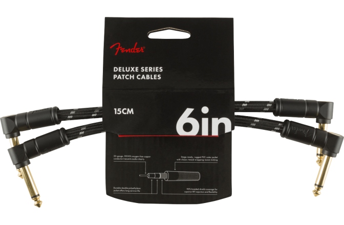 Set Cabluri Patch Fender Deluxe Series Patch Cables (2-Pack) Angle/Angle 6" Black Tweed