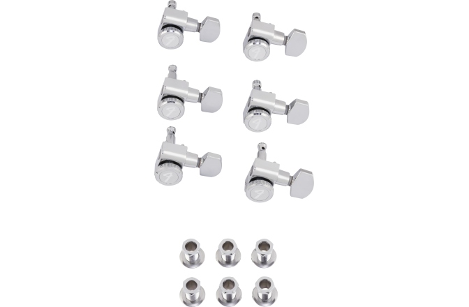 Set chei chitară electrică Fender Locking Stratocaster/Telecaster Staggered Tuning Machines Polished Chrome Set