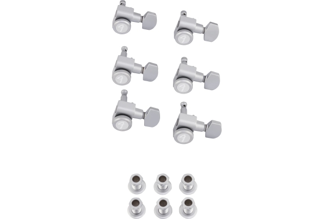 Set chei chitară Fender Locking Stratocaster/Telecaster Staggered Tuning Machines Brushed Chrome Set