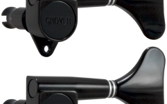 Set cheițe chitară Grover 144BC4 Mini Bass 4-in-Line Left Side Black Chrome