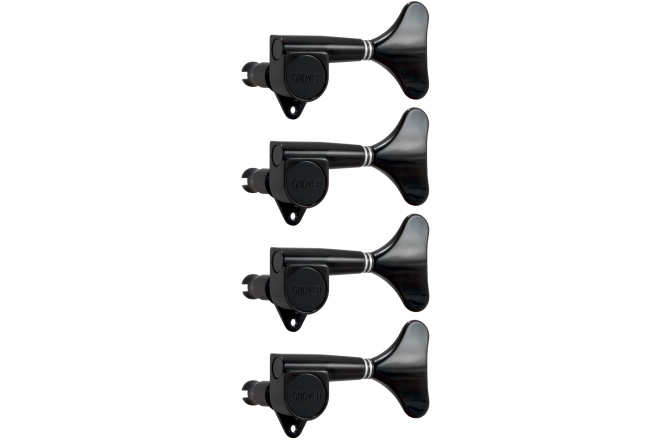 Set cheițe chitară Grover 144BC4 Mini Bass 4-in-Line Left Side Black Chrome