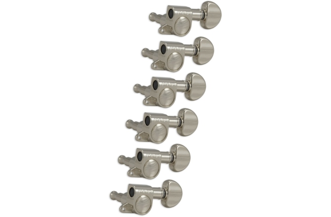 Set cheițe chitară Grover 205N6 Mini Rotomatics 6-in-Line Left Side Nickel