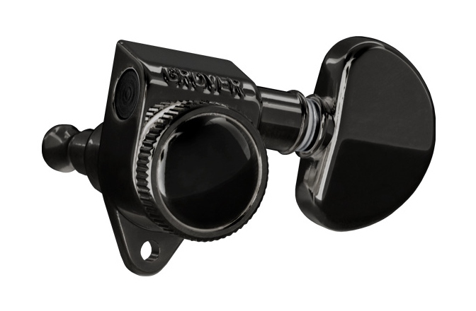 Set cheițe chitară Grover 502BC Roto-Grip Locking Rotomatics 3 + 3 Black Chrome