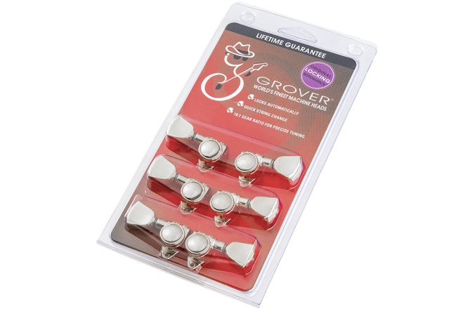 Set cheițe chitară Grover 502CK Roto-Grip Locking Rotomatics 3 + 3 Chrome
