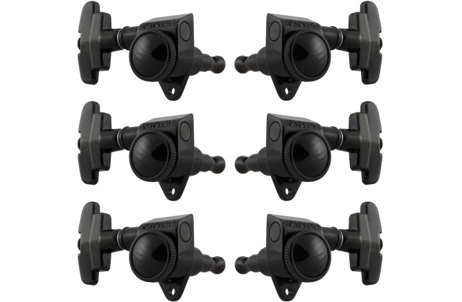 Set cheițe chitară Grover 509BC Roto-Grip Locking Super Rotomatics 3 + 3 Black Chrome
