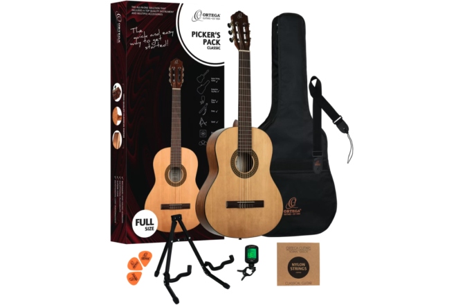Set chitară clasică cu accesorii Ortega Pickers Pack Classic 4/4