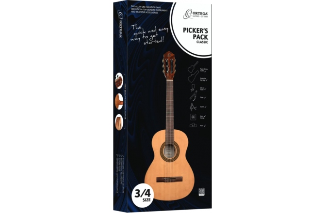 Set chitară clasică ¾ + accesorii Ortega Pickers Pack 3/4 Classic