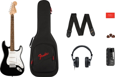 Fender Squier Set Chitară Electrică Affinity Series Stratocaster Mustang Micro Pack Laurel FB