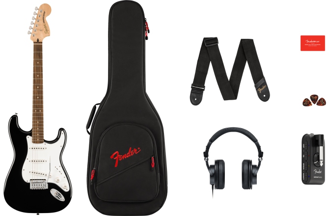Set Chitară Electrică Fender Squier Affinity Series Stratocaster Mustang Micro Pack Laurel FB