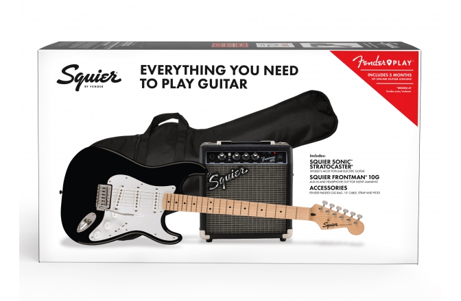 Set Chitară Electrică Fender Squier Sonic Stratocaster Pack Black