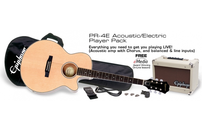 Set chitara electro-acustica Epiphone PR-4E Player Pack