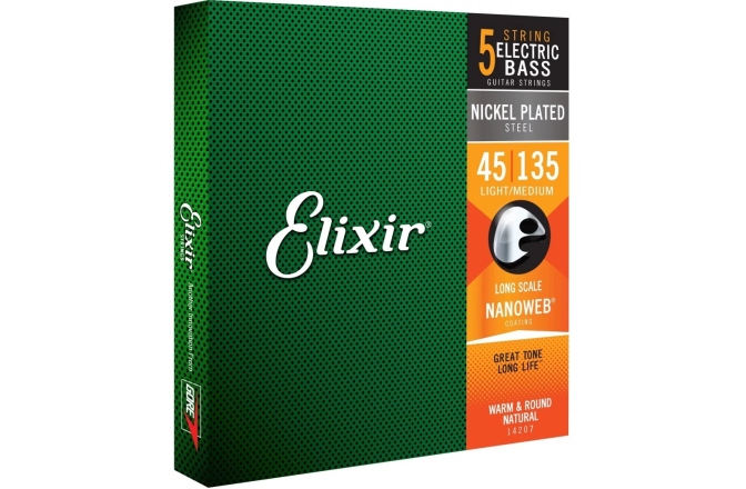 Set corzi bas Elixir Nanoweb Light-Medium 5-string (45-135) 14207