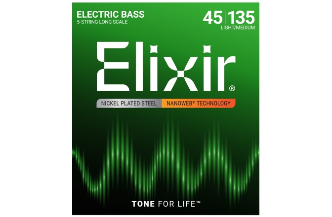 Set corzi bas Elixir Nanoweb Light-Medium 5-string (45-135) 14207