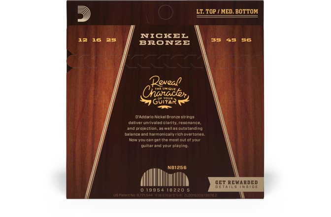Set corzi chitara acustică 12-56 Daddario NB1256 Nickel Bronze Light M