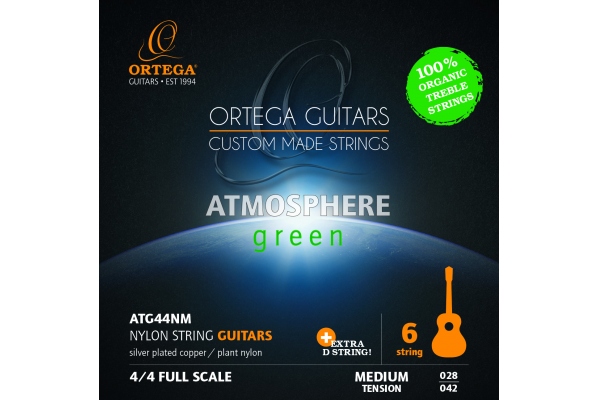 AGS Guitar Strings Organic Nylon Treble - Medium + Extra D String