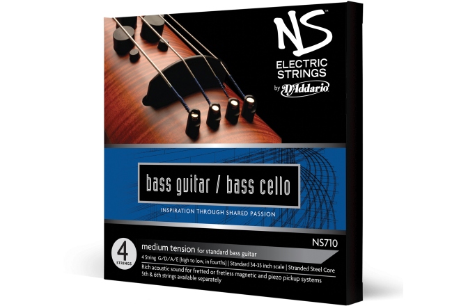 Set corzi contrabas / Bas electric 4/4 Daddario NS Electric Bass/Cello String Set 4/4 Scale MT