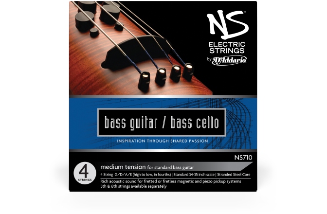 Set corzi contrabas / Bas electric 4/4 Daddario NS Electric Bass/Cello String Set 4/4 Scale MT