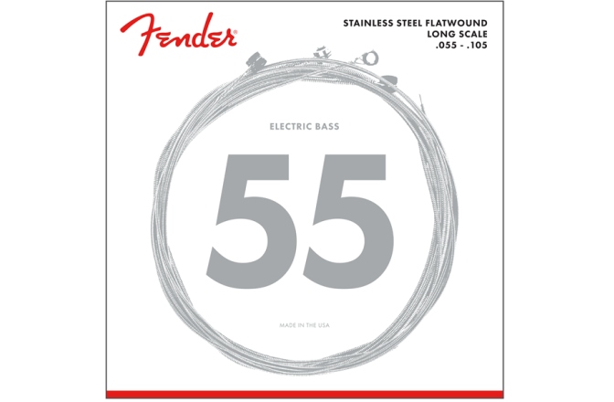 Set corzi de Chitară Bas Fender Stainless 9050's Bass Strings Stainless Steel Flatwound 9050M .055-.105 Gauges