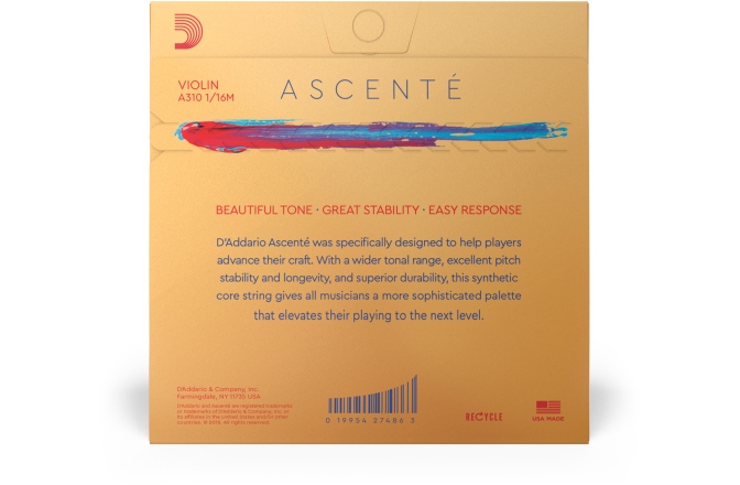 Set Corzi Vioară 1/16 Daddario Ascenté Violin String Set 1/16 Scale MT
