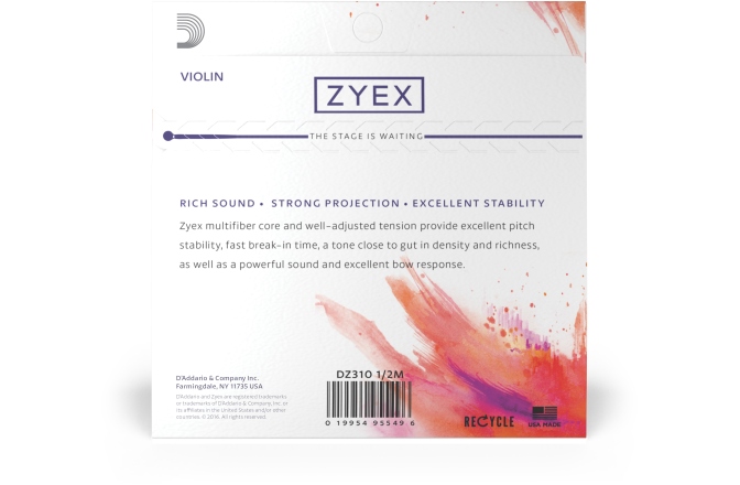 Set Corzi Vioară 1/2 Daddario Zyex Violin String Set 1/2 Scale MT