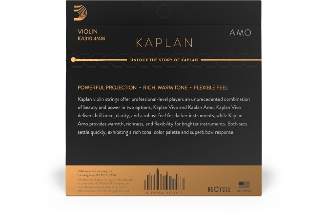 Set Corzi Vioară 4/4 Daddario Kaplan Amo Violin String Set 4/4 Scale MT