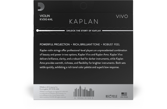 Set corzi vioară 4/4 Daddario Kaplan Vivo Violin String Set 4/4 Scale LT