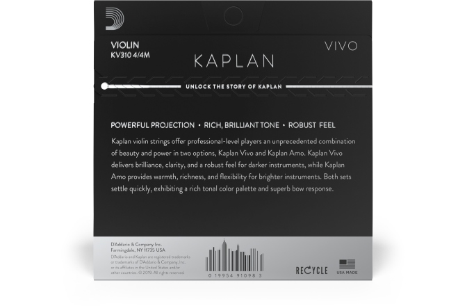Set corzi vioară 4/4 Daddario Kaplan Vivo Violin String Set 4/4 Scale MT