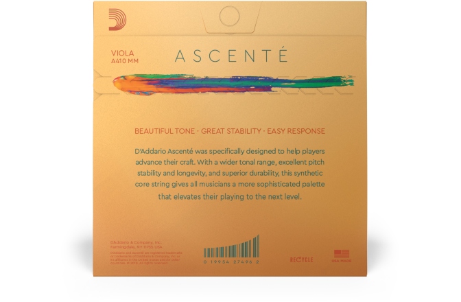 Set corzi Violă Daddario Ascenté Viola MS MT  A410 MM