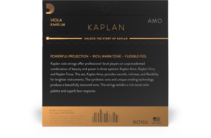 Set corzi violă Daddario  Kaplan Amo Viola String Set Long Scale MT