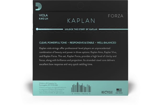 Set corzi Violă Daddario Kaplan Forza Viola String Set Long Scale HT