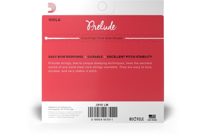 Set corzi violă Daddario Prelude Viola String Set Long Scale MT
