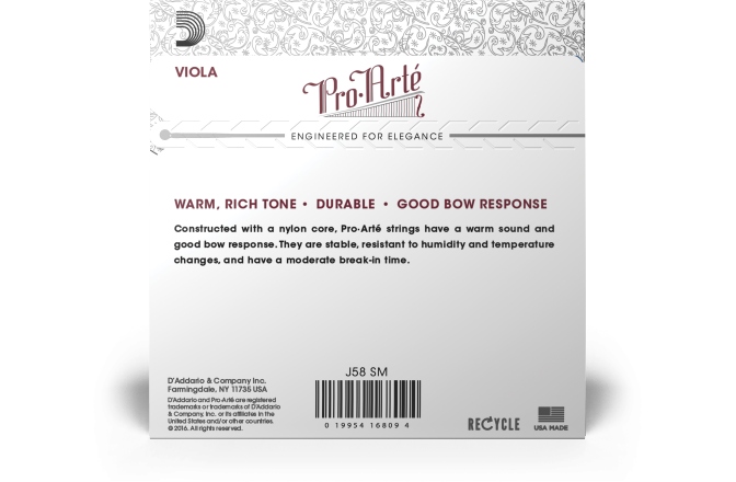 Set corzi violă Daddario Pro-Arte Viola String Set Short Scale MT