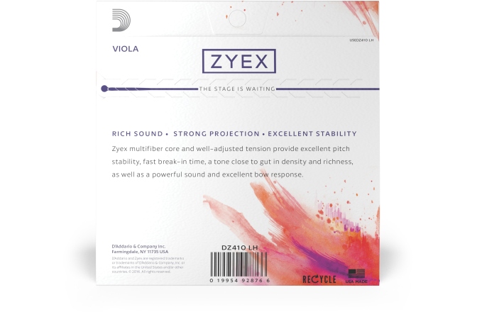 Set corzi violă Daddario Zyex Viola String Set Long Scale HT