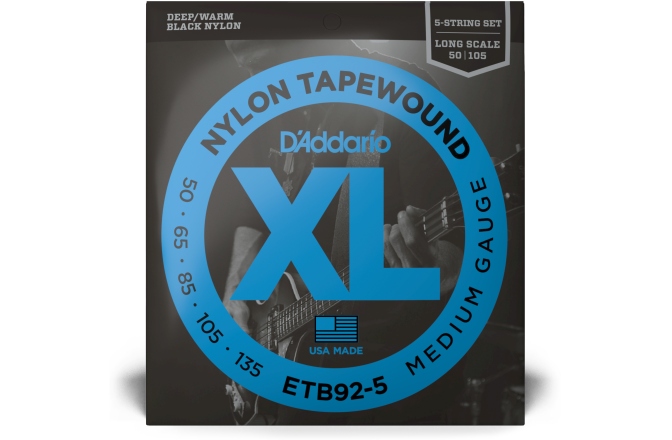 Set cu 5 coarde de bas  Daddario Nylon Tapewound 50-135 Long Scale