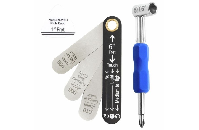Set cu Cheie Truss Rod și Calibre Music Nomad Truss Rod Neck Relief Measure and Adjust Kit for GIBSON® and PRS® (USA) Guitars