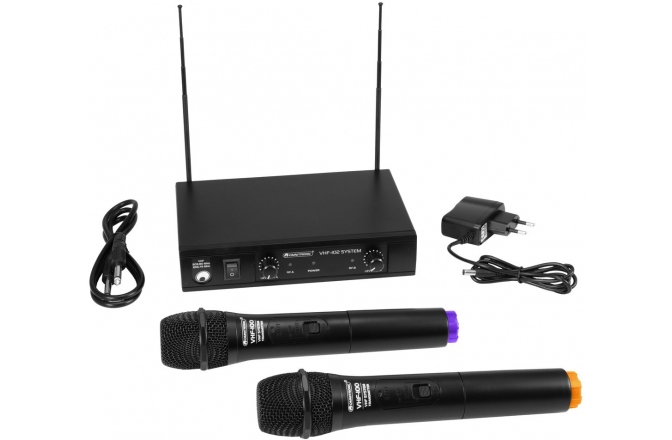 Set cu receptor wireless si 2 microfoane Omnitronic VHF-102 Wireless Mic System 212.35/200.10MHz
