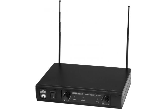 Set cu receptor wireless si 2 microfoane Omnitronic VHF-102 Wireless Mic System 214.35/201.60MHz