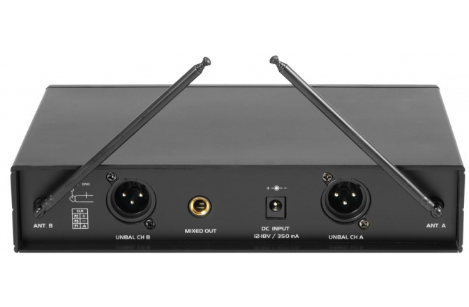 Set cu receptor wireless si 2 microfoane Omnitronic VHF-102 Wireless Mic System 214.35/201.60MHz