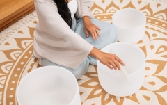 Set de boluri sonice Meinl Sonic Energy Crystal Singing Bowl Set White-frosted A4,F4,D4 Brow Chakra Heart Chakra Sacral Chakra CSBSETAFD