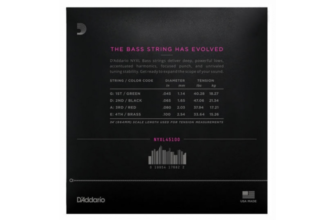 Set de corzi pentru chitara bass Daddario NYXL45100