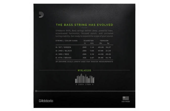 Set de corzi pentru chitara bass Daddario NYXL45105