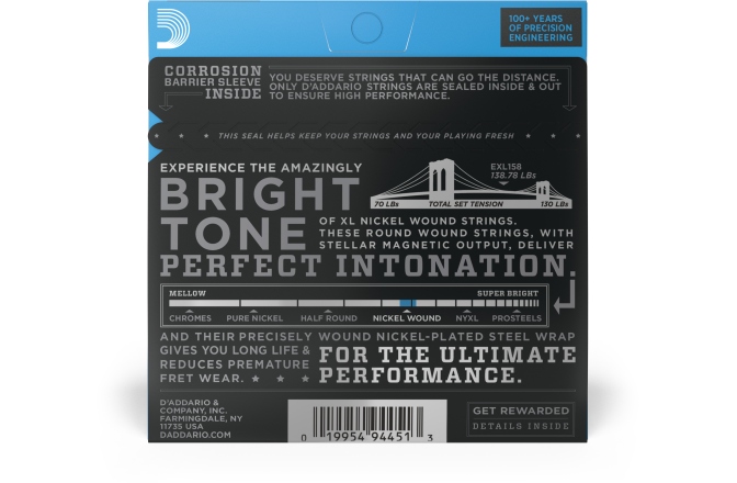 Set de corzi pentru chitara electrică bariton Daddario EXL158 Baritone Light 13-62