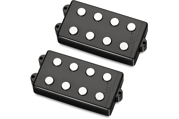 Passive MM-Style Bass Pickup Set, Metal Cover, 4-String - Black Chrome Passive MM-Style Bass Pickup Set, Metal Cover, 4-String - Black Chrome