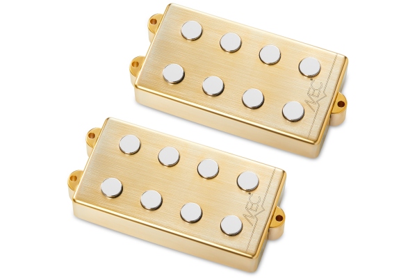 Passive MM-Style Bass Pickup Set, Metal Cover, 4-String - Brushed Gold Passive MM-Style Bass Pickup Set, Metal Cover, 4-String - Brushed Gold