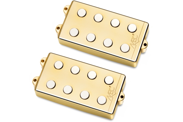 Passive MM-Style Bass Pickup Set, Metal Cover, 4-String - Gold Passive MM-Style Bass Pickup Set, Metal Cover, 4-String - Gold